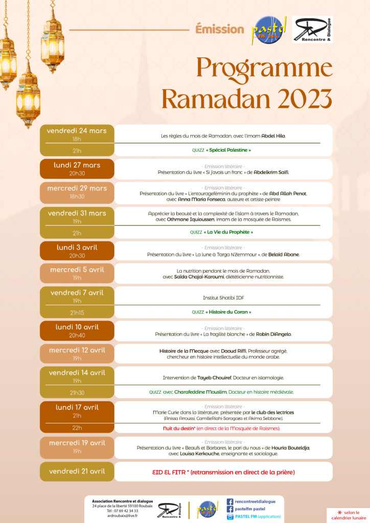 PROGRAMME RAMADAN pastel fm 2023 